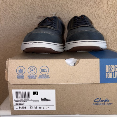 #ad Clark’s Clarks Mens Craftwell Lace Navy Leather Shoes Size 13 Men $50.00