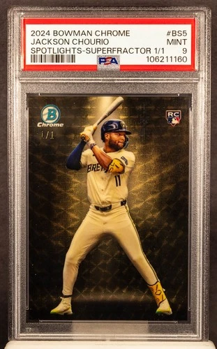 Jackson Chourio 2024 Bowman Chrome Spotlight Superfractor RC 1/1 PSA 9
