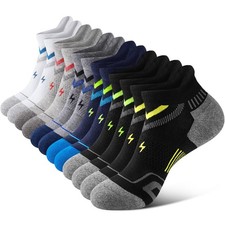Mens Ankle Running Socks - Low Cut Cushioned Athletic Socks, Moisture Wicking...