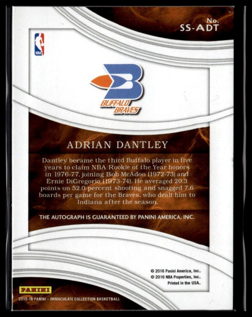 2015 Immaculate #SS-ADT Adrian Dantley Shadowbox Autoigraph /99 KE view 2