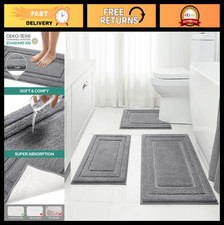 Super Soft Absorbent Bathroom Rug Set 3 Piece - Non-Slip Microfiber Mat U-Shaped