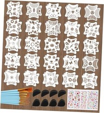 47 Pcs Face Paint Stencil Kit   25 Sets Reusable Flowers Plants Sports Shapes
