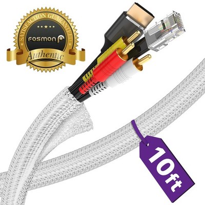 Fosmon 1x 10ft Cord Protector Cable Management Sleeve Protect Cat From Chewing