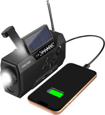 NOAA Emergency Weather Radio A1 7400Mwh Portable Power Bank, AM/FM, Usb/Solar/Ha