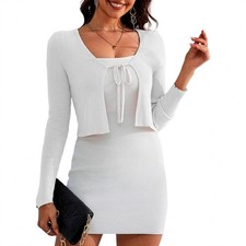 White Gray Crop Short Cozy Cable Knitted Cardigan