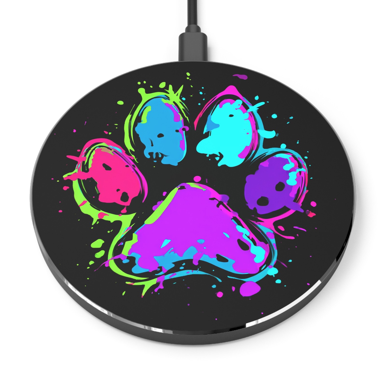 Neon Drip Fast-Charging Cat Paw Wireless Charger Pad