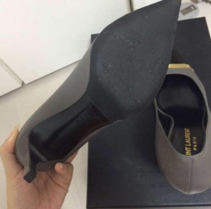 Autentiche decolte Yves Saint Laurent tacco a punta grigio nero taglia 36 donna