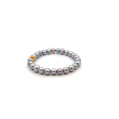 24K Gold Money Bag Lucky Charm Bracelet Freshwater Gray Pearl - Picture 4 of 4