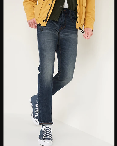 Old Navy schmale starre nicht dehnbare dunkel gewaschene Herrenjeans 29 x 32 Schrittlänge neu mit Etikett - Bild 5 von 10