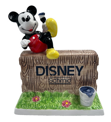 Walt Disney Display Sign Plaque With Mickey Mouse Figurine Schmid