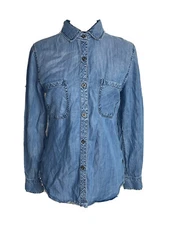 Rails Size XS Women’s Blue Chambray Denim Button Front High Low Tunic Top Shirt