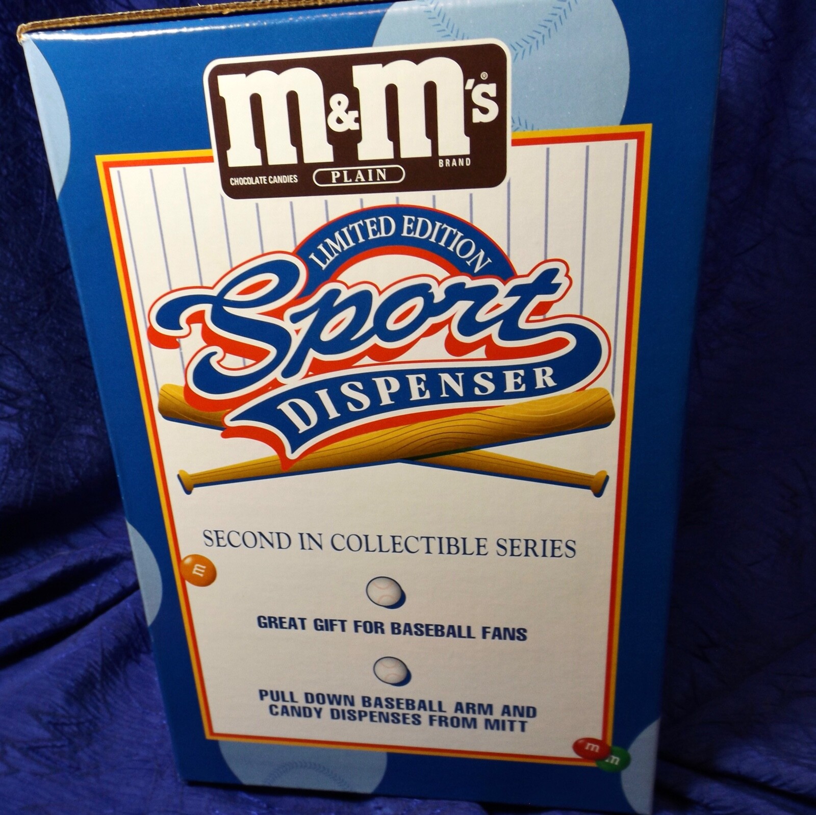 1999 Vintage M&M Baseball Candy Dispenser Unopened Box Mint Condition