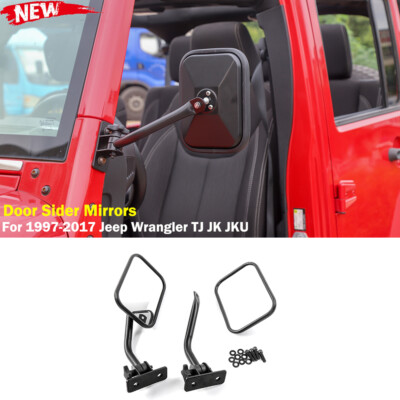 Door Sider Mirrors Rear View Quick Release for 1997-2017 Jeep Wrangler TJ JK JKU