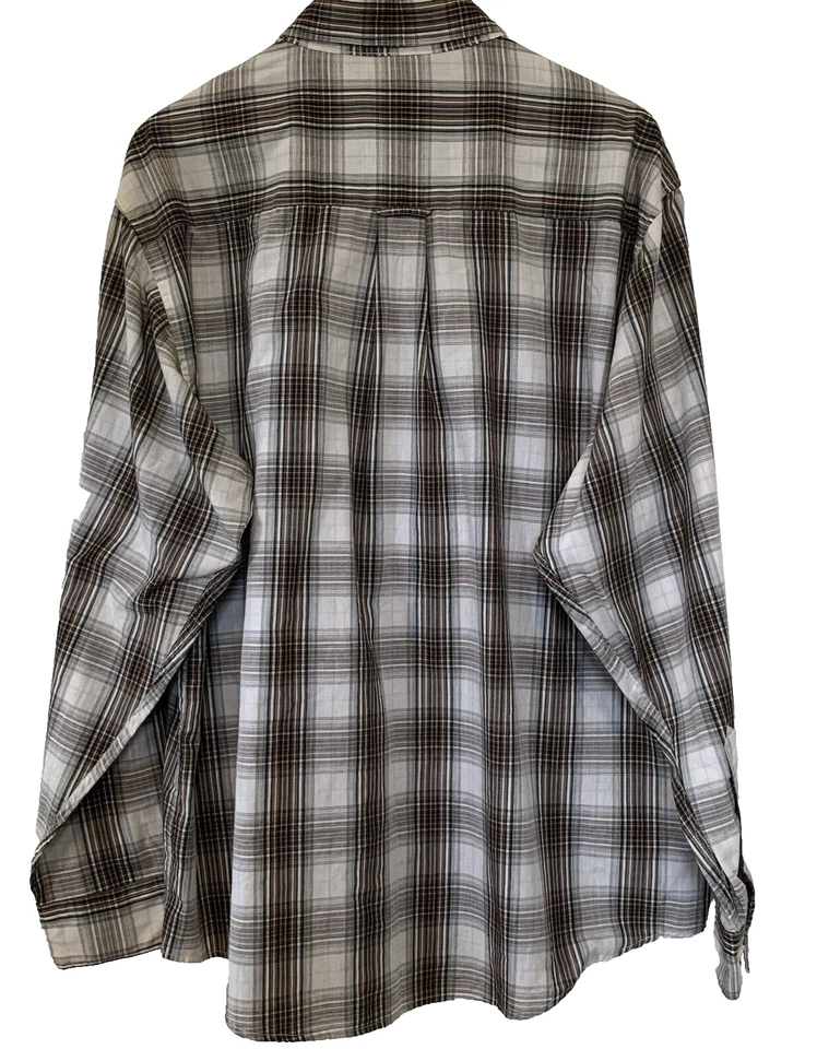 Haggar Plaid Shirt Mens XXL Cotton Brown Button-Down Collar Preppy Academia - Image 2 of 4