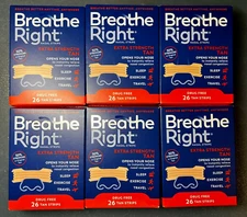 156 BREATHE RIGHT NASAL STRIPS, EXTRA STRENGTH TAN ( 6 x 26 CT BOXES ) EXP 2028