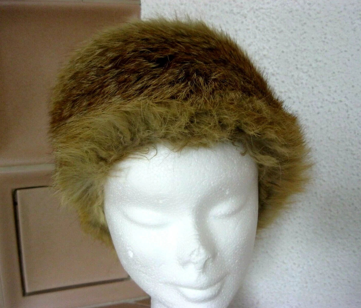 alte Pelzkappe Pelzmütze Hut Cognacfarben Pelz Hut HELLBRAUN Vintage Gr.53-54