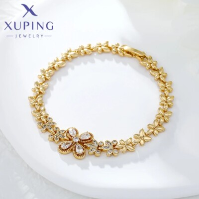 New Charm 17.5cm Bracelet Flower Shaped Gold Plated Hand Bracelet Xuping 17.2024