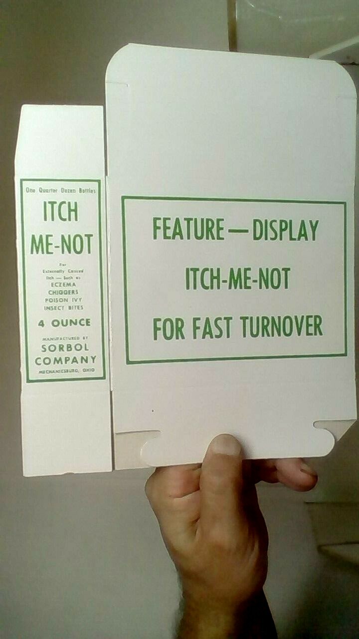 VINTAGE ADVERTISING 1950'S MEDICINE COUNTER FOLD-OUT DISPLAY " ITCH-ME-NOT " CRE
