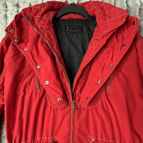 Vintage Bogner Ski Jacket Hooded Red Embroidered Polar Bears Pocketed Women 8-10 - Picture 11 of 16