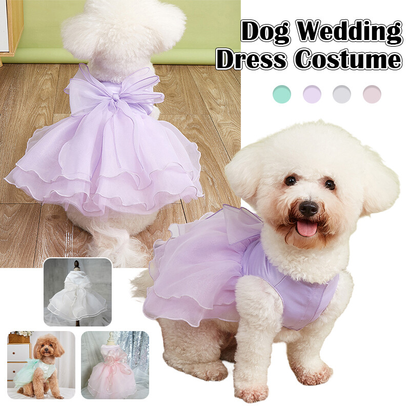 Pet Clothes Dog Wedding Dress Prom Party Princess Dresses for Puppy Cat 