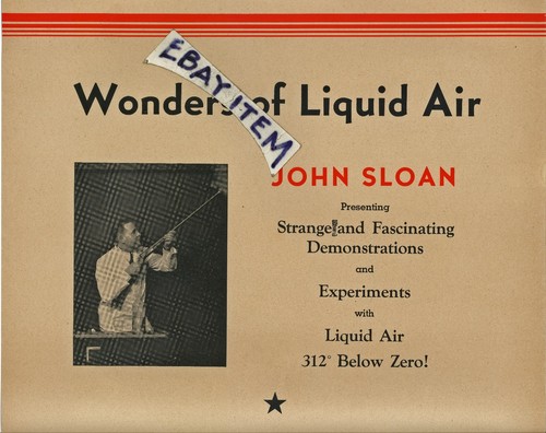 PÓSTER C 1940 CIENCIA Maravillas del aire líquido JOHN SLOAN SCIENTIFIC 312 bajo cero - Imagen 2 de 2