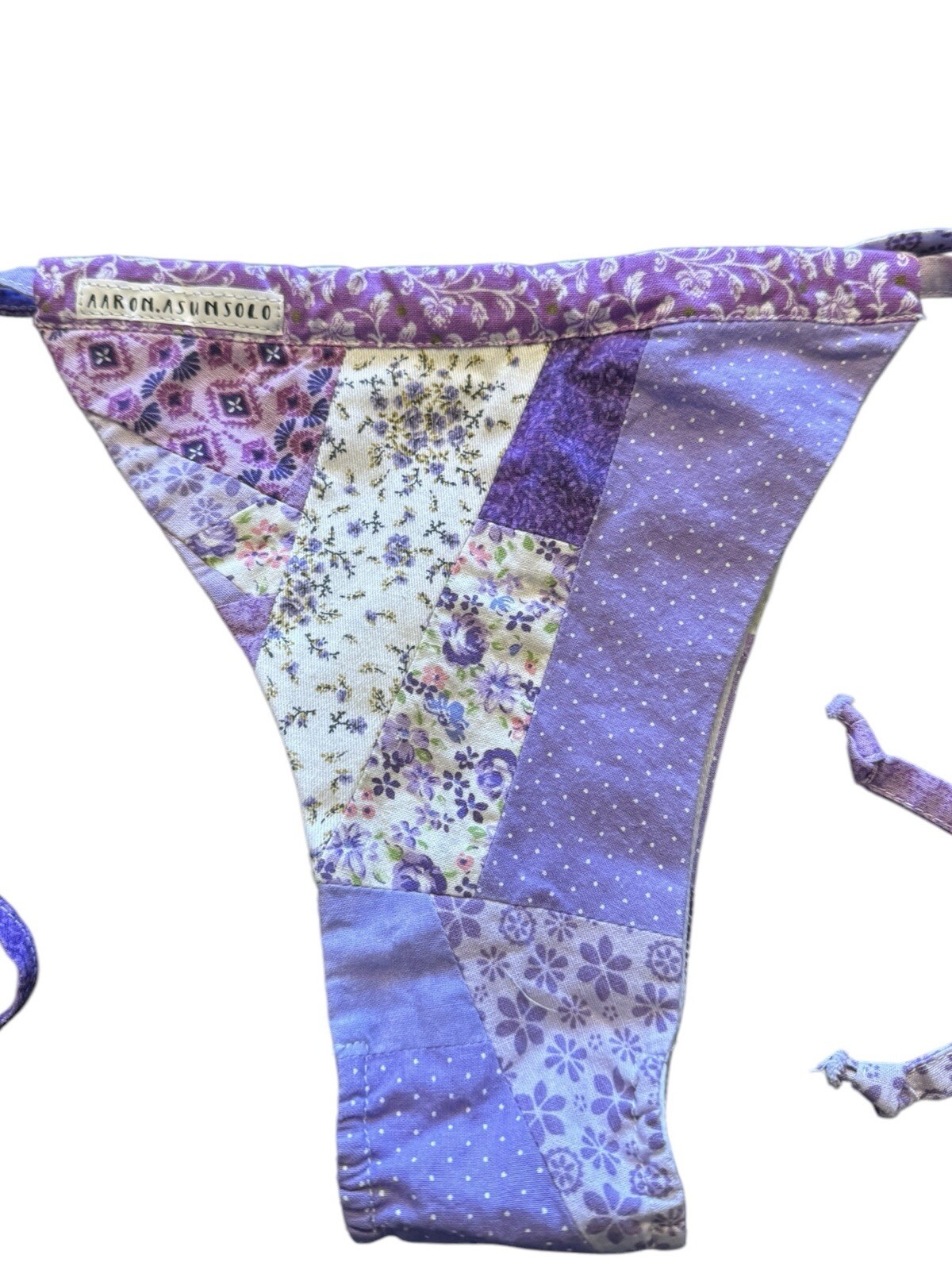 Aaron Asunsolo Purple Multi Patchwork String Biki… - image 12