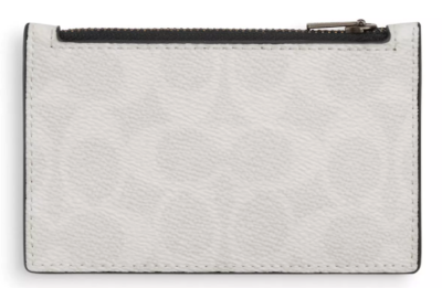 ❤️Coach Zip Card Case - CV764 Chalk Black Signature Canvas/Calf