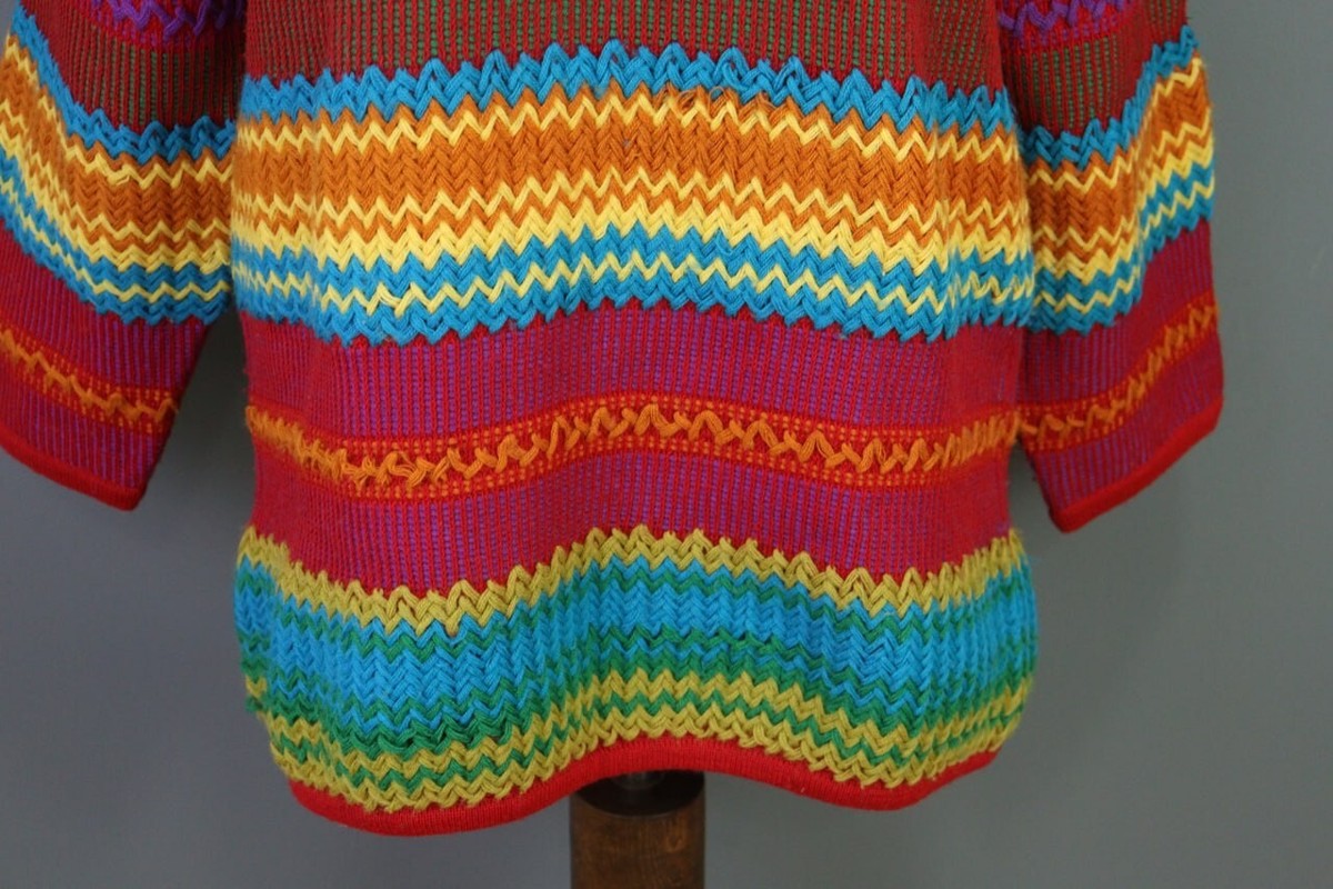 Kenzo Paris Multicolor Stripe Lagenlook Wool Knit Tunic Sweater