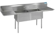 BK Resources Two Compartment Sink 18 x 18 x 12 with Two Drainboards NSF
