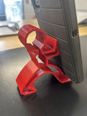 Mobile Cell Phone or tablet stand desk holder mount cradle. Fire engine red.