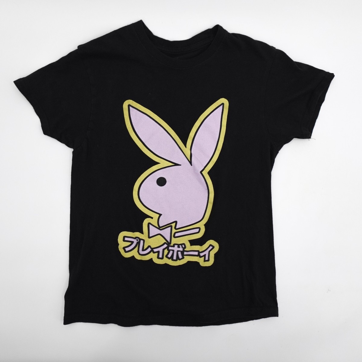 ●PINK PINEAPPLE● BUNNY TSHIRTBLACK m1037_1016314 Japanese Playboy Shirt Womens Medium Black Pink Bunny Short