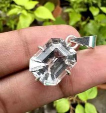 Natürlich 32 Karat Weiß Saphir Zertifiziert Lose Edelstein 925 Silber Anhänger +