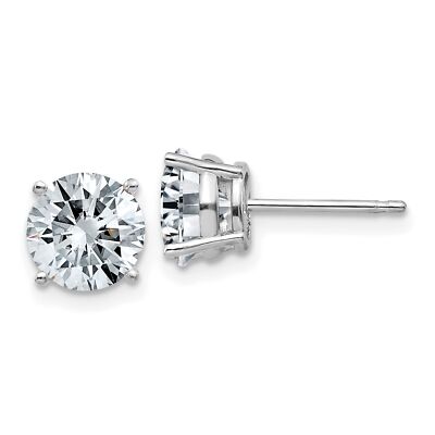 Ohrringe 14 Karat Weißgold 2,50 kt 7 mm rund G H I True Light Moissanit