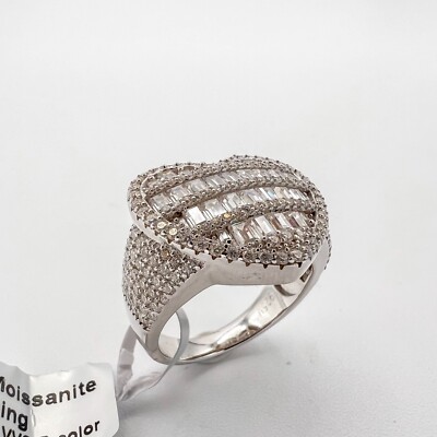 925 Sterling Sliver Moissanite Heart Elevated Ring, 3.48ctw VVS Stones with...