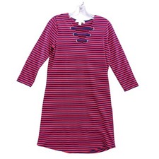 Michael Kors Striped Dress Lace Up Casual Tunic Red Blue XS