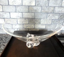 Signed 10" STEUBEN Crystal "TRILLIUM" Art Glass BOWL DESIGNED DONALD POLLARD