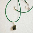 Pendentif unisexe en argent massif 925 en moldavite brute naturelle avec cord...
