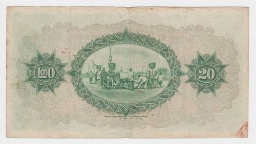 Thailandia 20 Baht 1929 P19b VF Tdlr Elefante Pilastro Processione Cerimoniale RARO - Foto 2 di 6