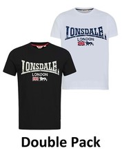 Lonsdale Original T-Shirt Classic Vintage Logo Black And White Pack of 2