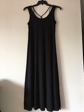 EILEEN FISHER BLACK JERSEY A LINE CROSS BACK LONG DRESS SIZE S MADE IN USA