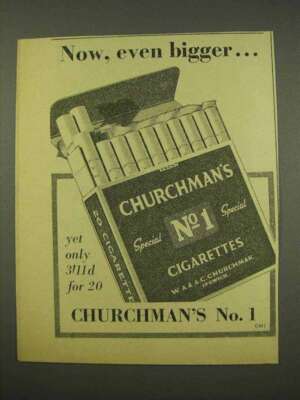 1956 Churchman's No. 1 Cigarettes Ad - Even Bigger