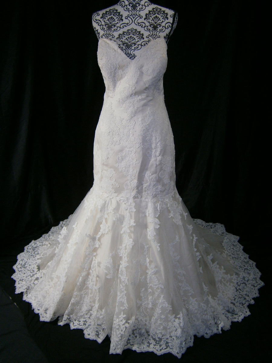 Cristine Anthony for Bridal Reflections Wedding Dress 20 Ivory Gold Mermaid  Lace | eBay