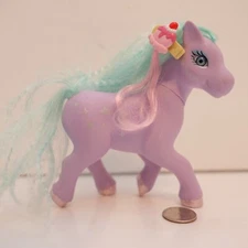 2003 Lanard Pony Tails Lovable My Little Pony KO Generic Purple Blue Figure !!!