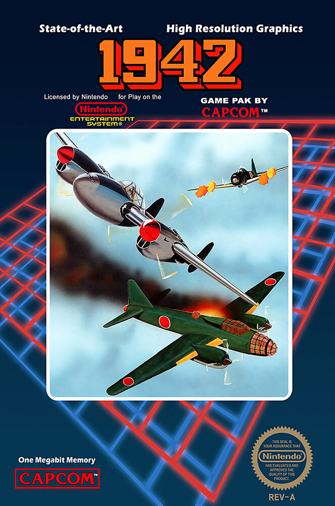 1942 Original Nintendo NES BOX ART Premium POSTER MADE IN USA