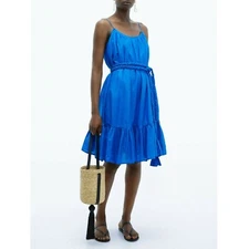 Rhode Resort Nala Mini Dress Flared Swing Cotton Blue Tiered Summer S New 208331