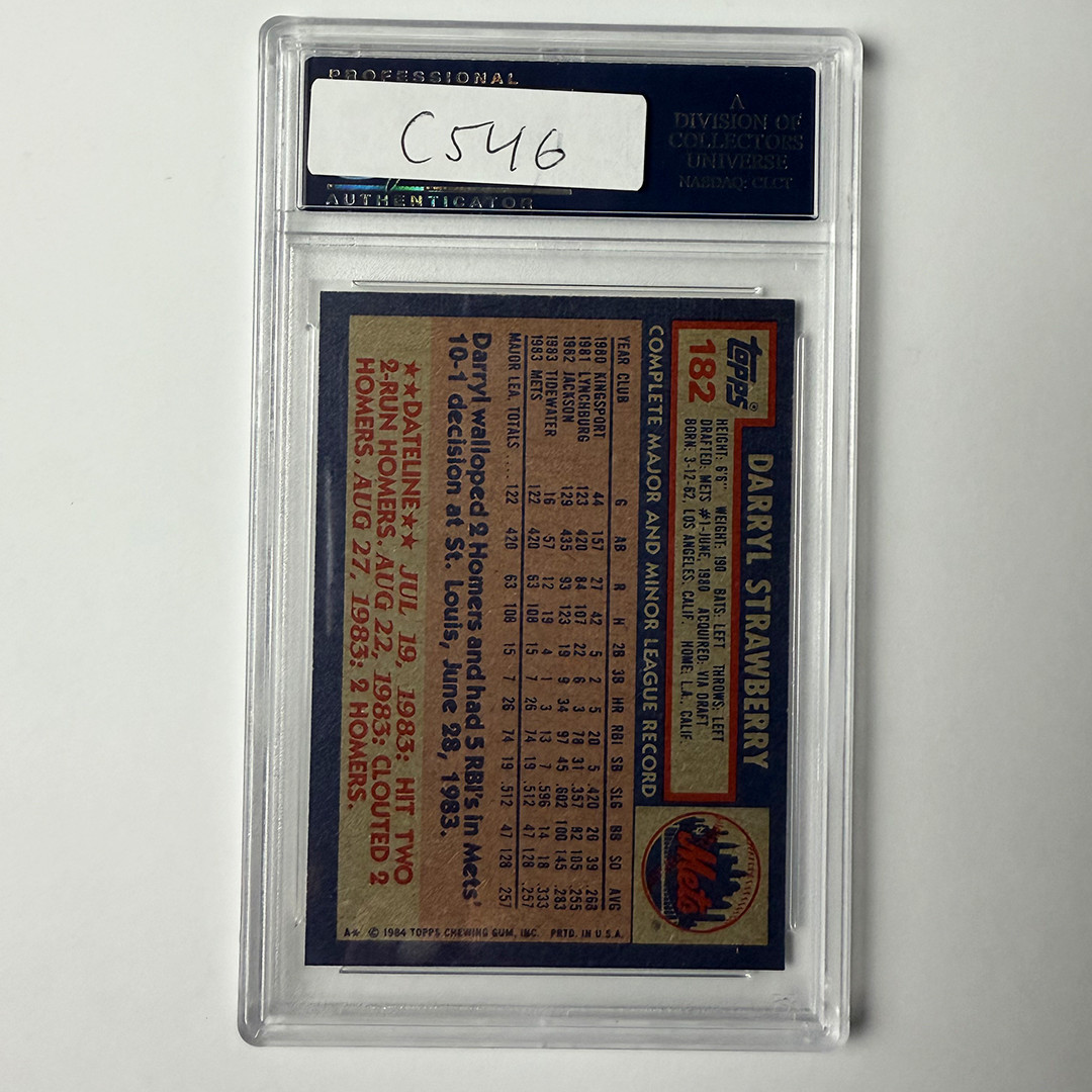 Darryl Strawberry Signed 1984 Topps Rookie #182 PSA Auto Authentic view 2