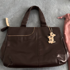 Radley Brown  Leather Handbag dustbag and bag charm spotty dog