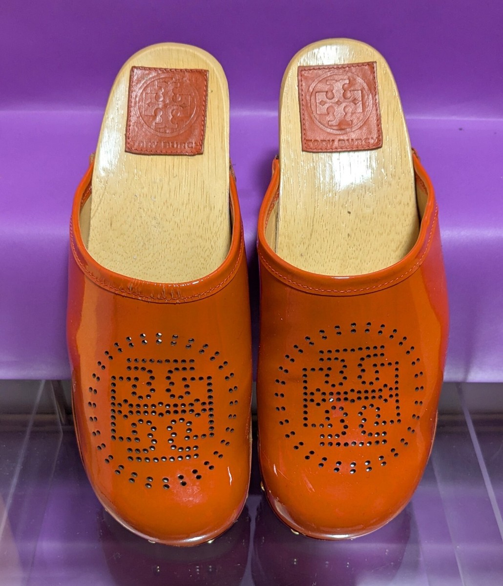 Tory Burch Patent Leather Red & Tan Clogs US Shoe Size 7 | eBay