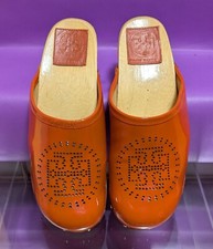 Tory Burch Patent Leather Red  Tan Clogs US Shoe Size 7