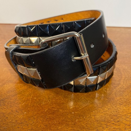 Ledergürtel schwarz & silber mit Nieten M